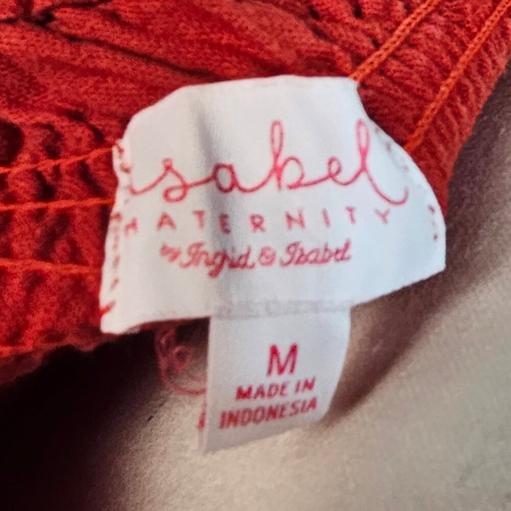 Isabel Maternity by Ingrid & Isabel - Size M - Red Maternity Smocked Dress photo 5