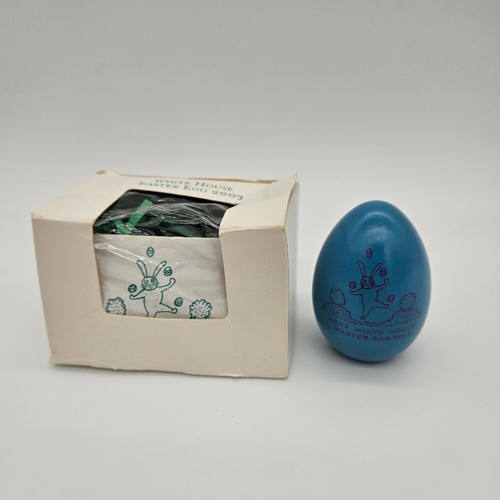 2003 WHITE HOUSE EASTER EGG - BLUE - COLLECTIBLE ITEM photo 3