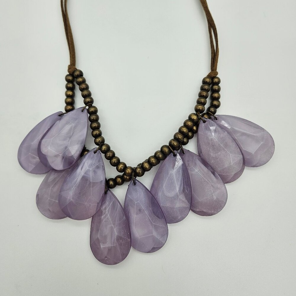 World Market Purple/Grey Stone Necklace photo 2
