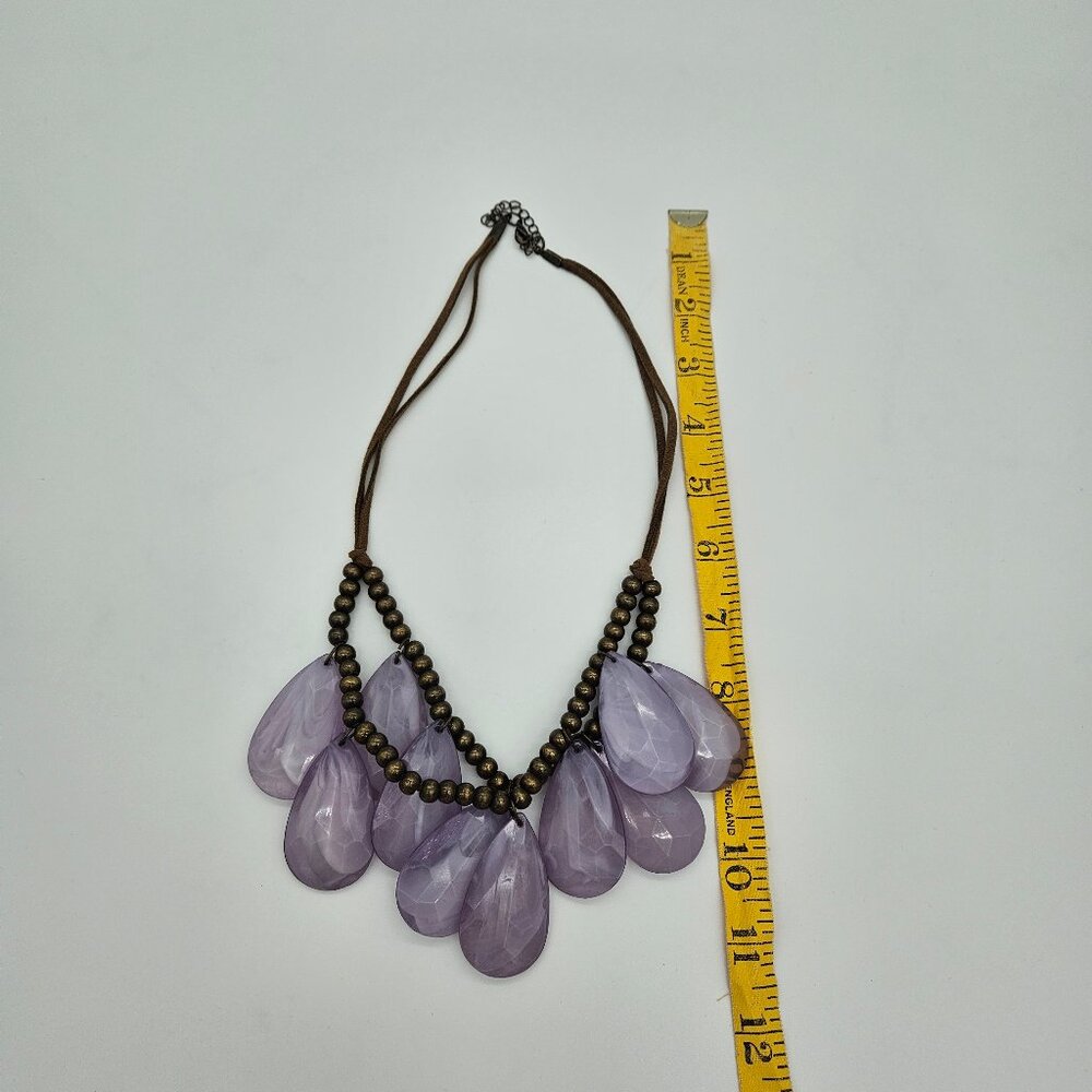 World Market Purple/Grey Stone Necklace photo 4