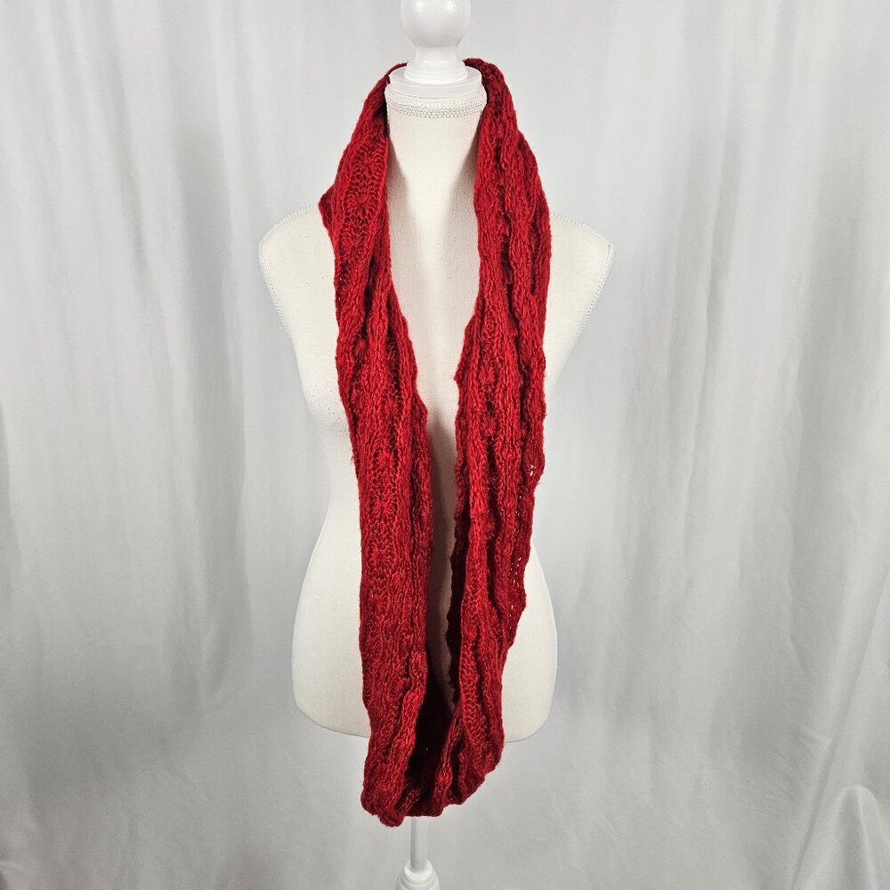 Nine West Red Knit Infinity Scarf photo 2