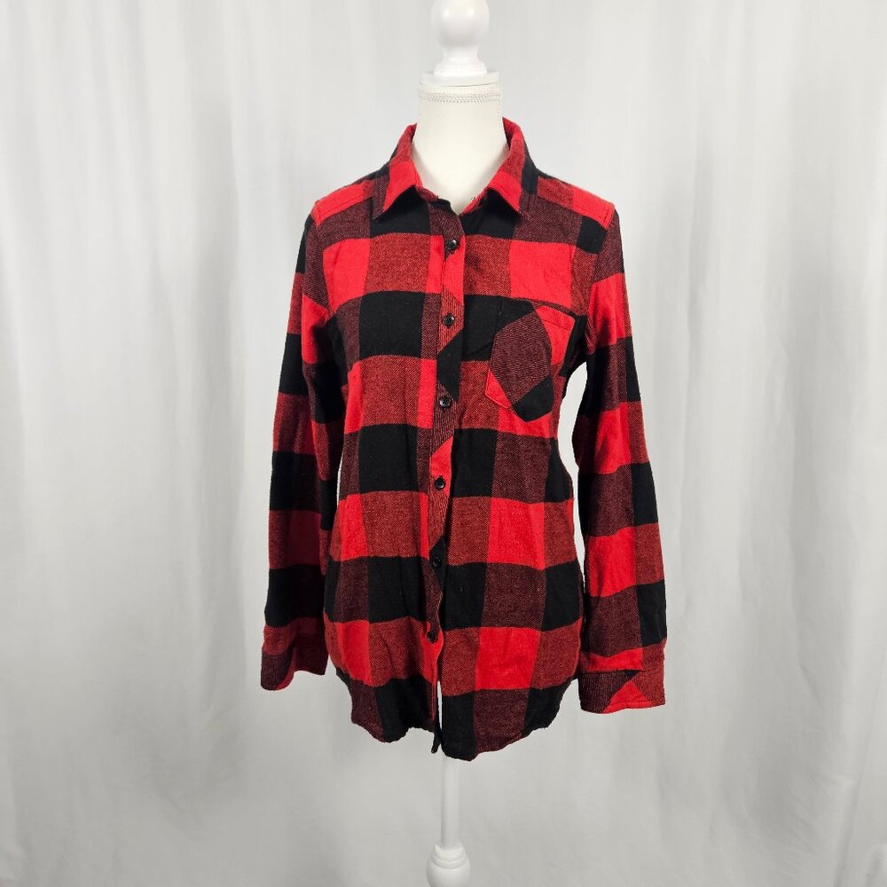 Ci Sono - Size: M - Red Plaid Shirt with Elbow Patches photo 2