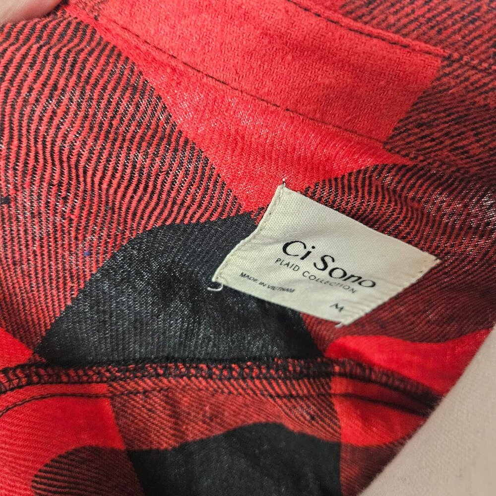 Ci Sono - Size: M - Red Plaid Shirt with Elbow Patches photo 5
