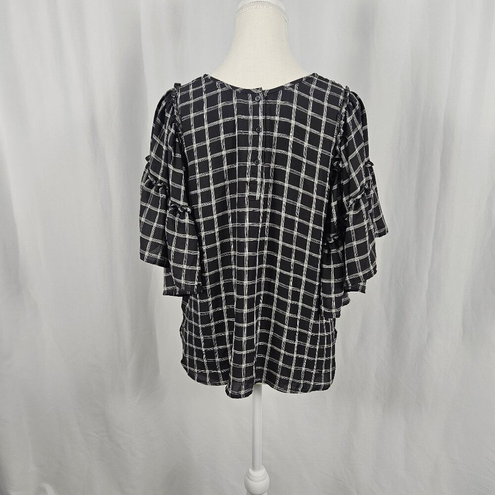 Loft - Size: XS - Chic Plaid Ruffle Blouse photo 3