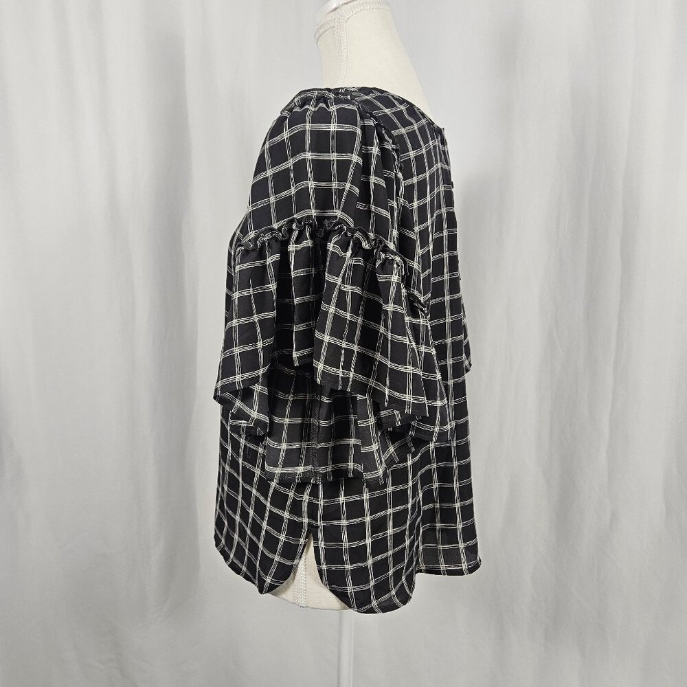 Loft - Size: XS - Chic Plaid Ruffle Blouse photo 4