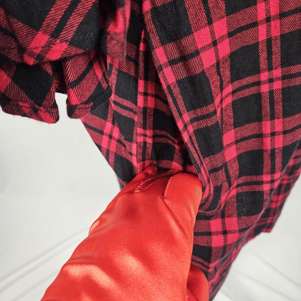 Red and Black Plaid Ruffle Sleeve Dress Size Small photo 4