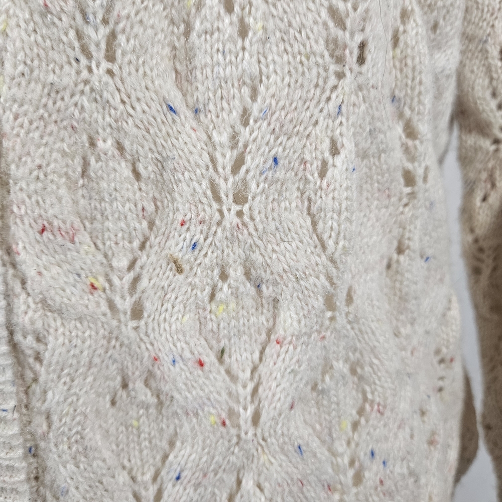Cozy Beige Cable Knit Cardigan Sweater Size Small photo 4