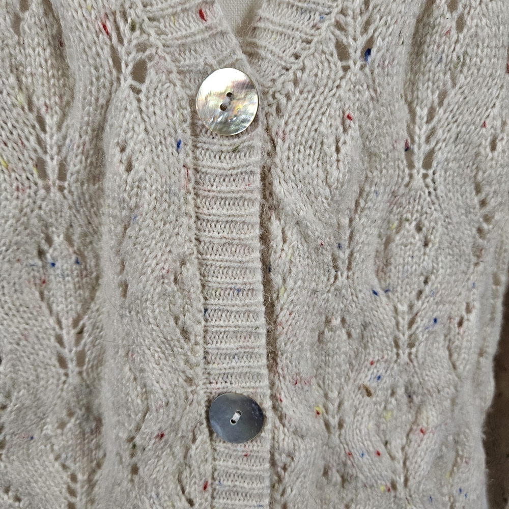 Cozy Beige Cable Knit Cardigan Sweater Size Small photo 5