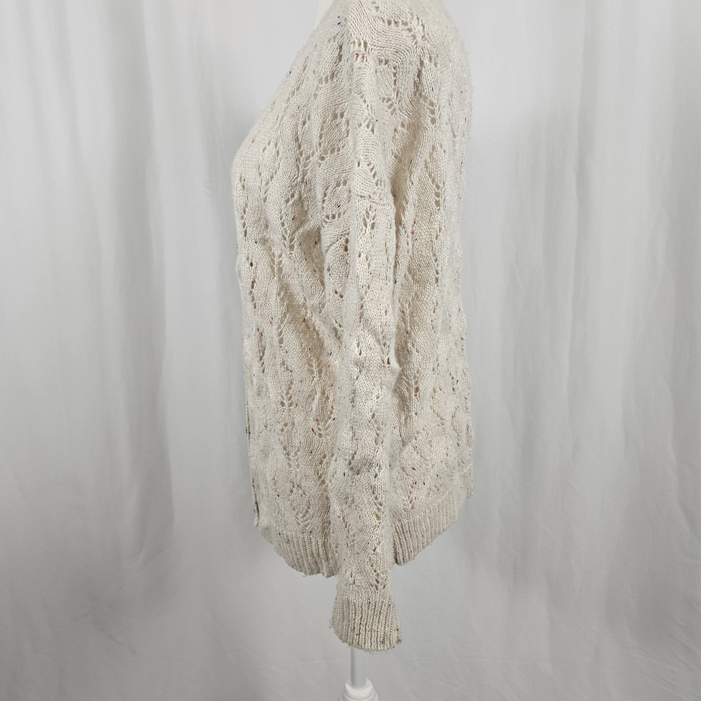 Cozy Beige Cable Knit Cardigan Sweater Size Small photo 6