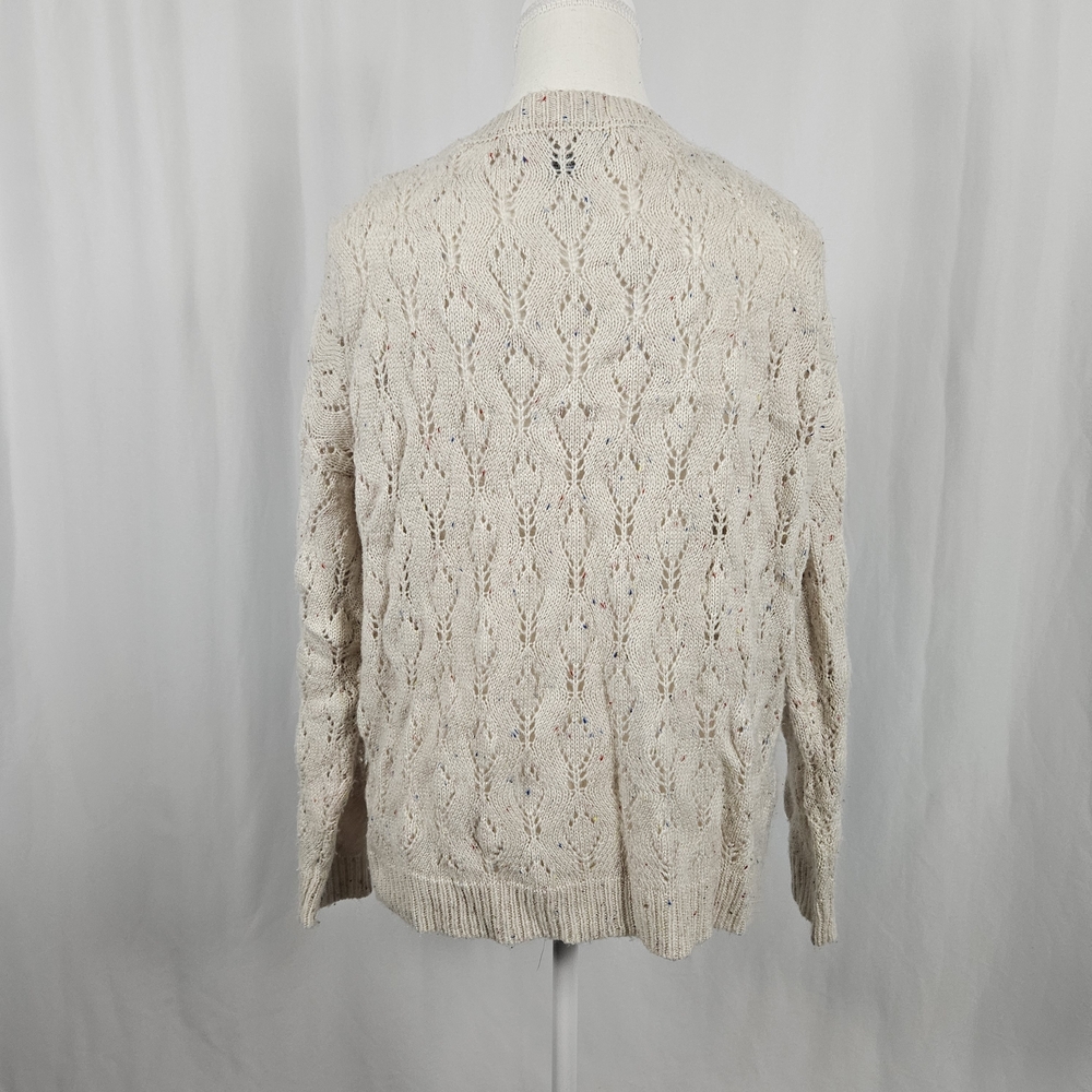 Cozy Beige Cable Knit Cardigan Sweater Size Small photo 7