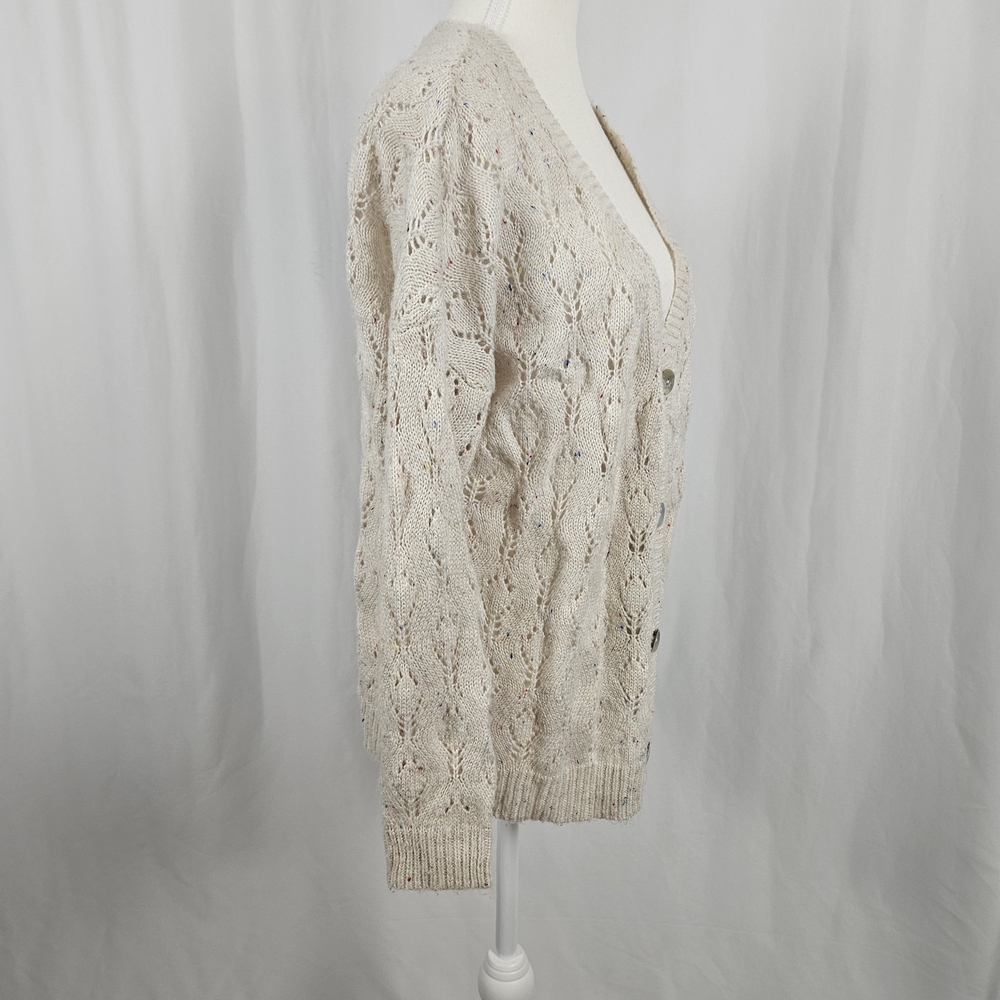 Cozy Beige Cable Knit Cardigan Sweater Size Small photo 8