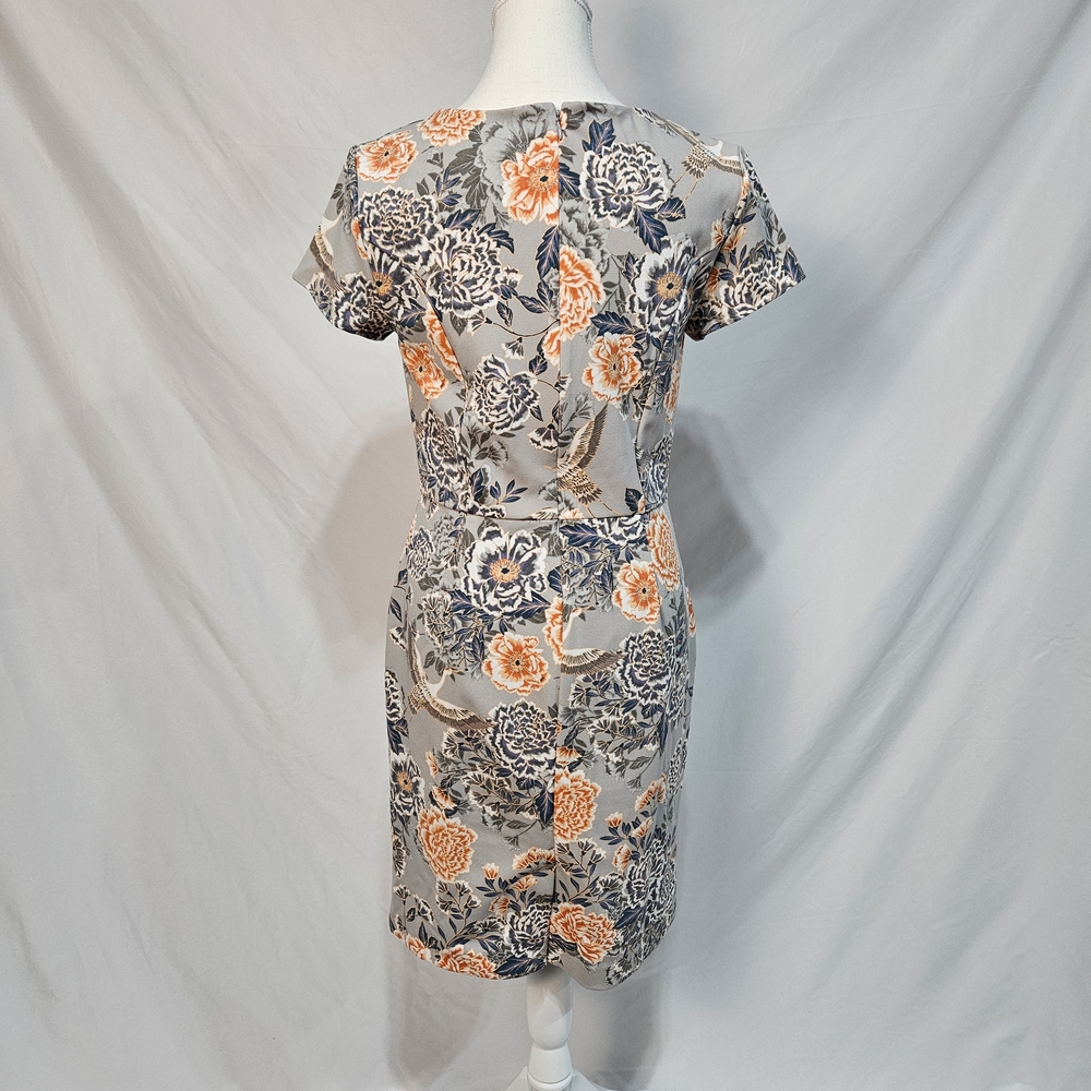 Banana Republic Gray Floral Midi Dress Size 6 photo 3