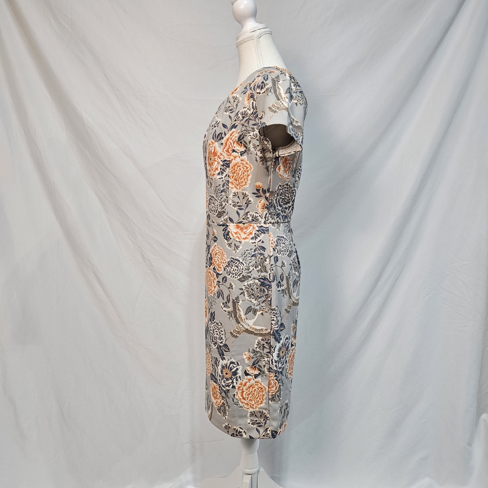 Banana Republic Gray Floral Midi Dress Size 6 photo 4