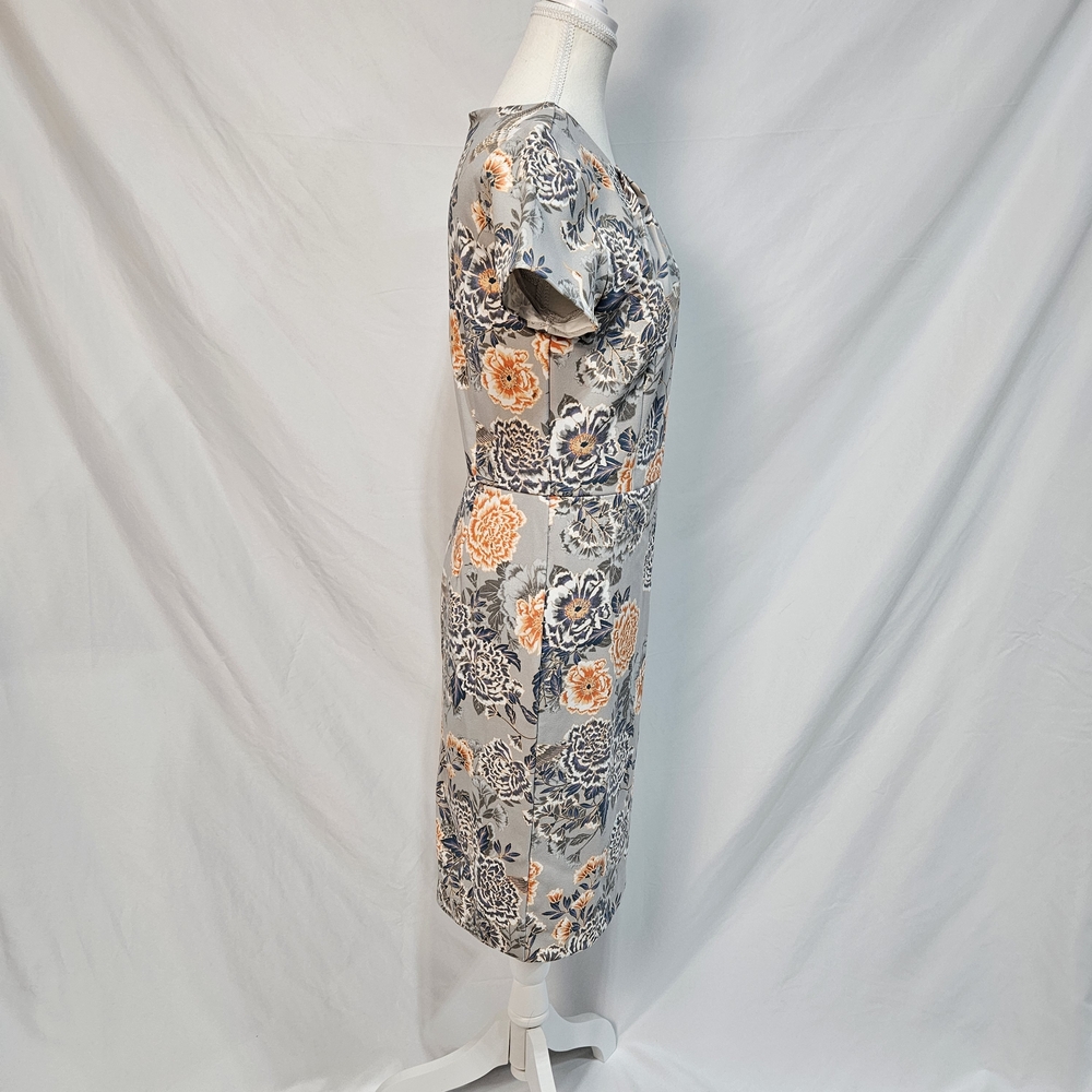 Banana Republic Gray Floral Midi Dress Size 6 photo 5