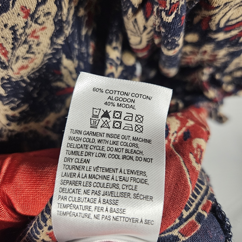 Lucky Brand Navy and Red Floral Blouse Size Small photo 6