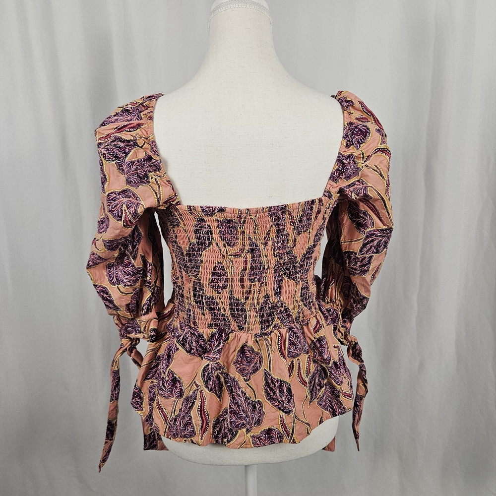 Time and Tru Floral Smocked Blouse - Pink and Purple photo 4