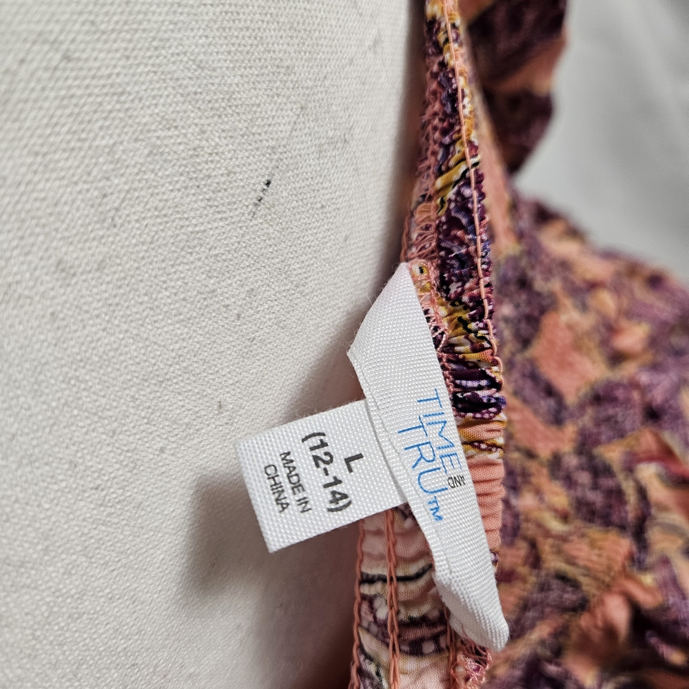 Time and Tru Floral Smocked Blouse - Pink and Purple photo 5