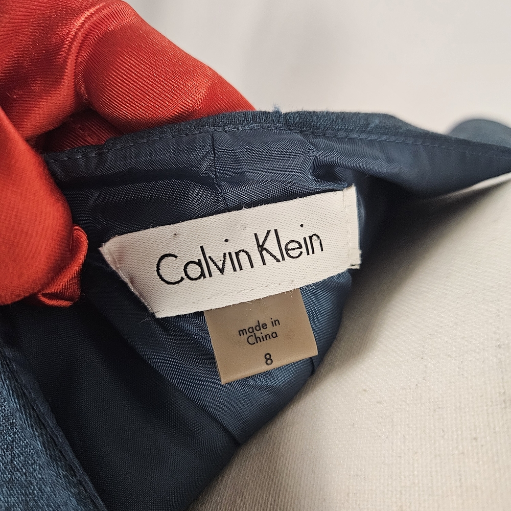 Calvin Klein Teal Belted Midi Dress Size 8 photo 2