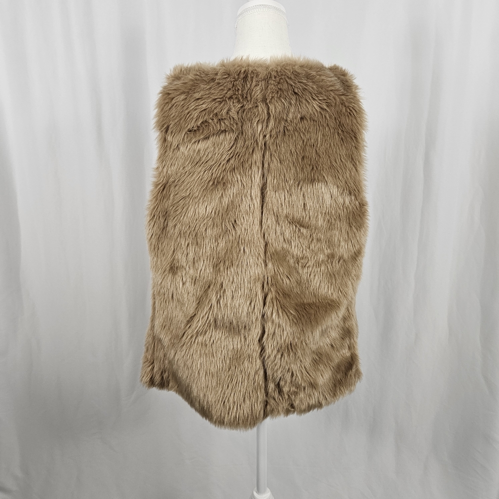 Women's Faux Fur Vest - Tan Size Medium photo 3