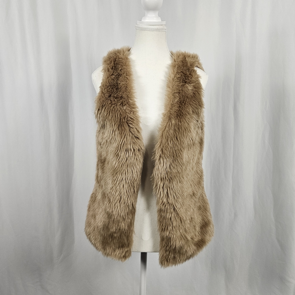 Women's Faux Fur Vest - Tan Size Medium