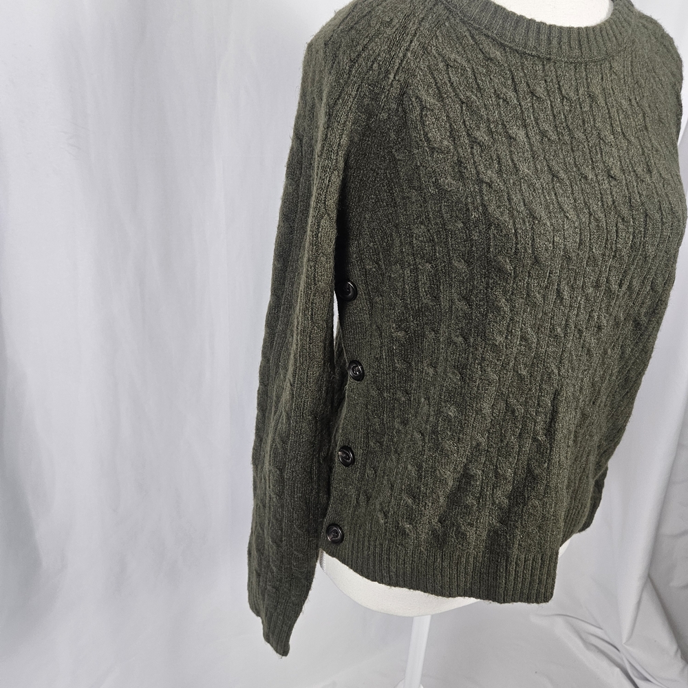 J. Crew Forest Green Cable Knit Sweater Size Small photo 3
