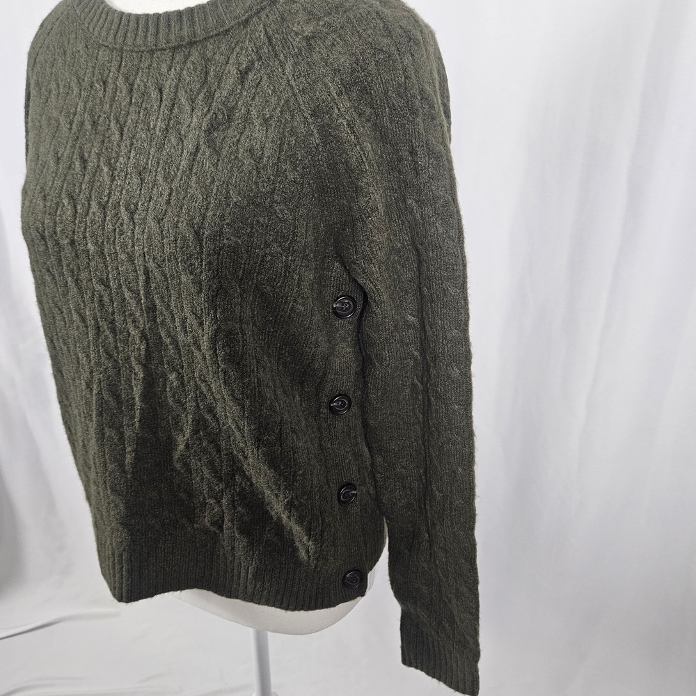 J. Crew Forest Green Cable Knit Sweater Size Small photo 4