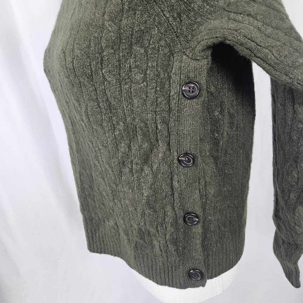 J. Crew Forest Green Cable Knit Sweater Size Small photo 5