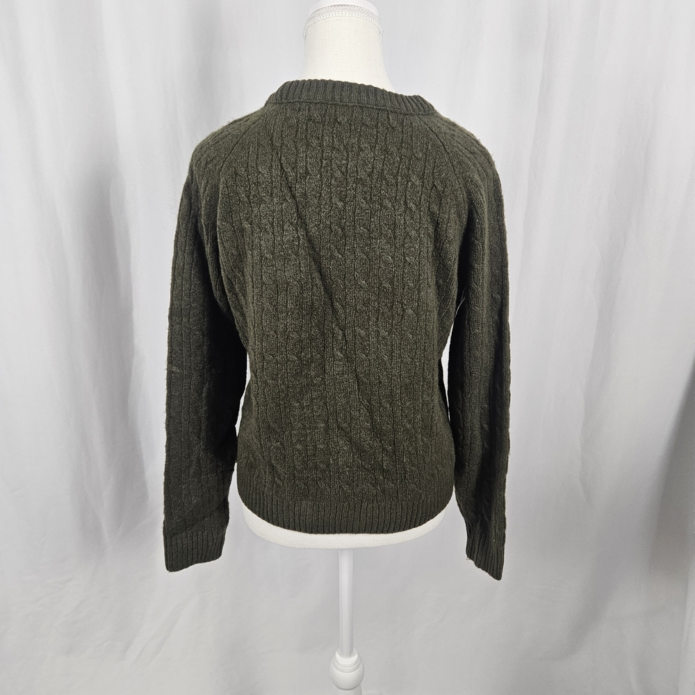 J. Crew Forest Green Cable Knit Sweater Size Small photo 6