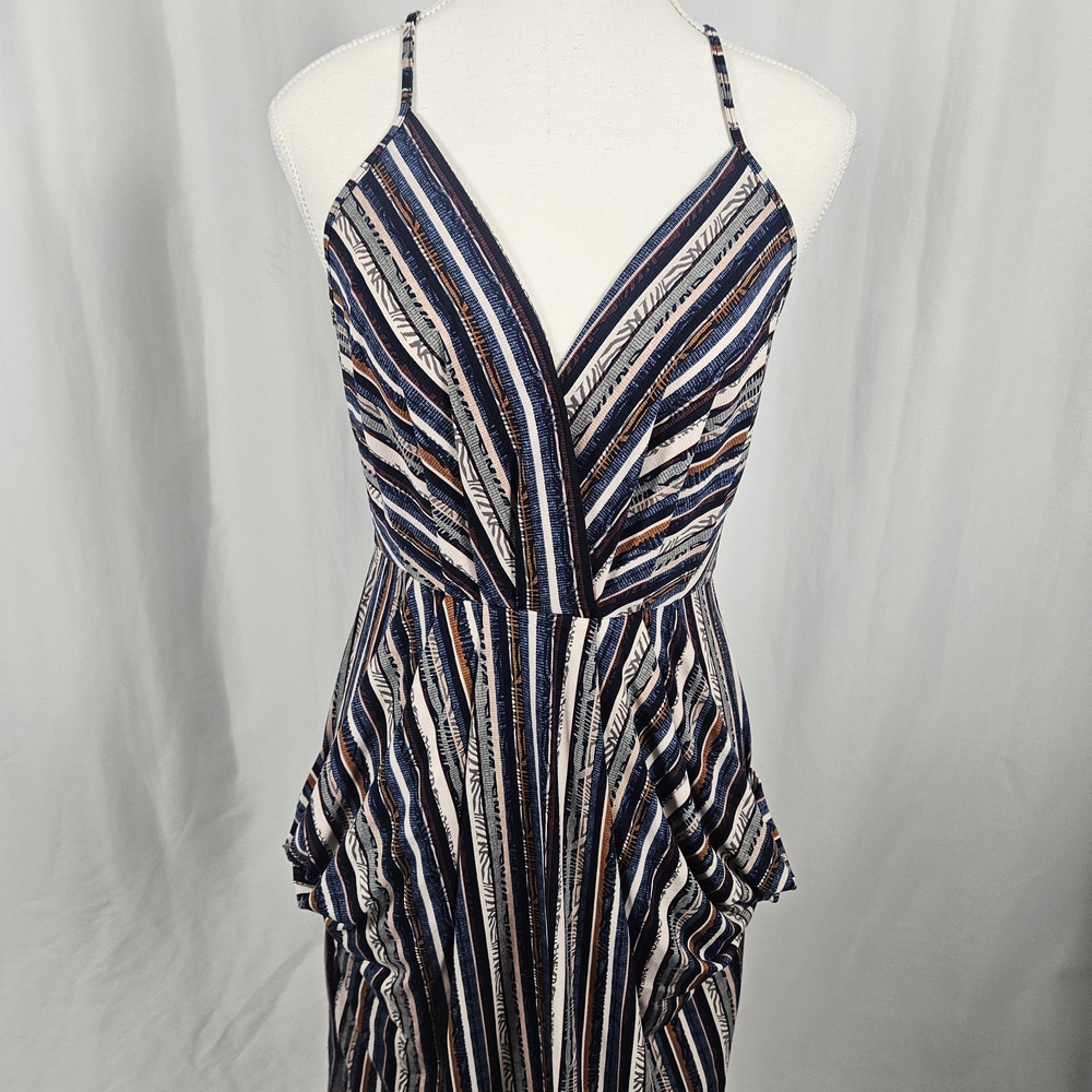 BCBGeneration Navy Striped Midi Dress Size Small photo 2