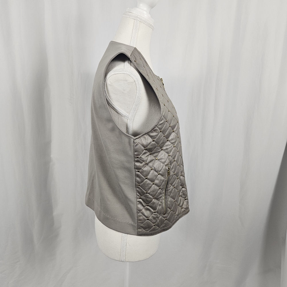 Ellen Tracy Quilted Gray Women's Vest Size Medium photo 8