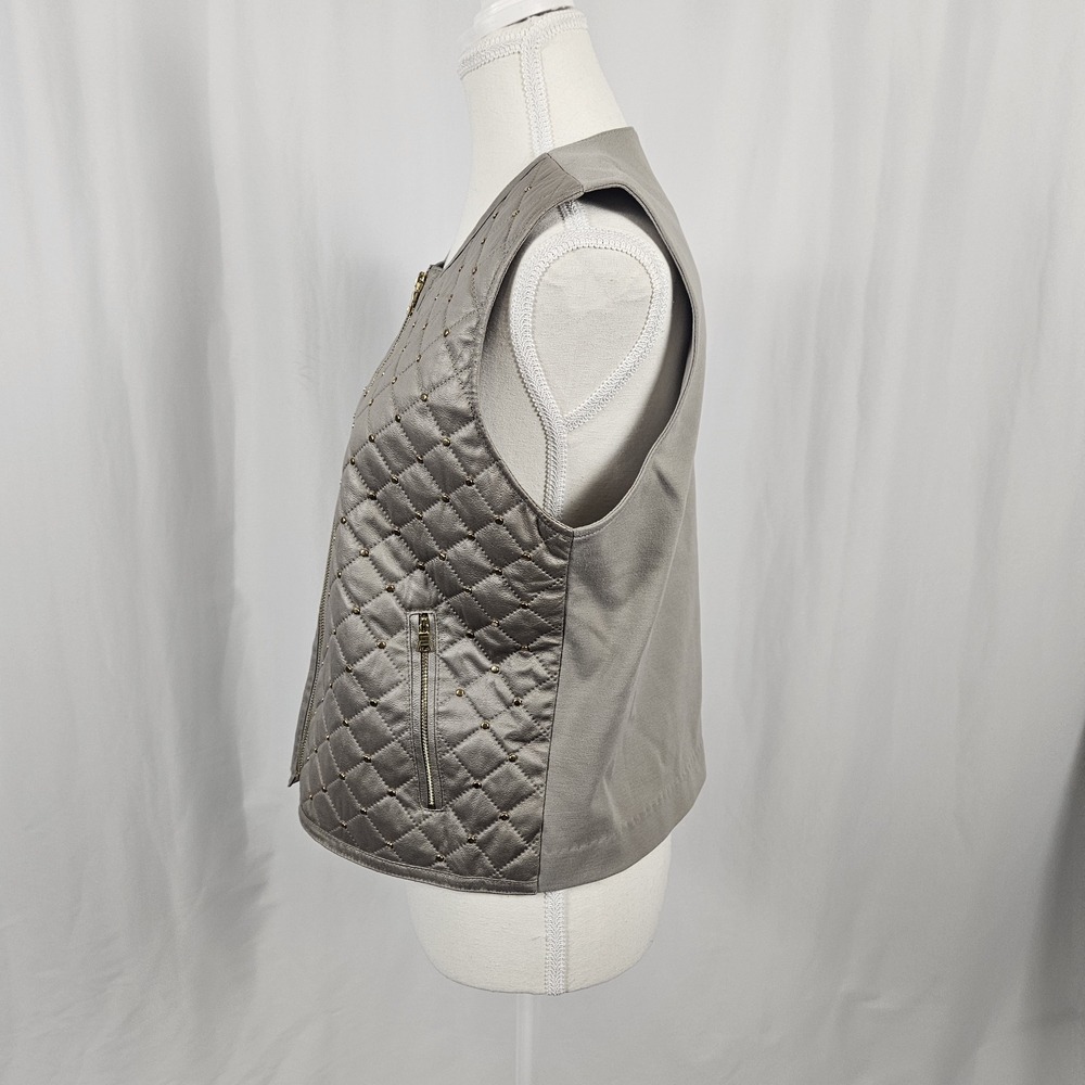 Ellen Tracy Quilted Gray Women's Vest Size Medium photo 10