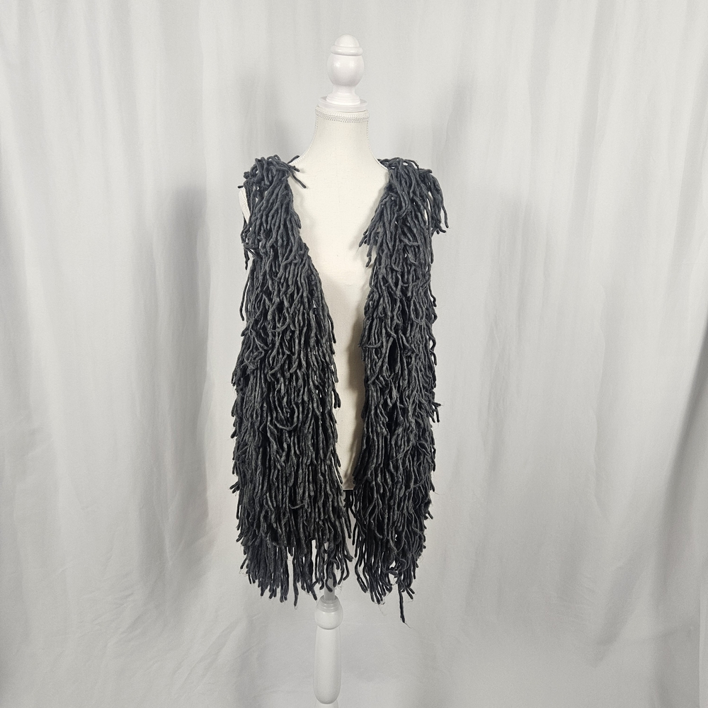 Stylish Gray Fringe Vest Size Large photo 2