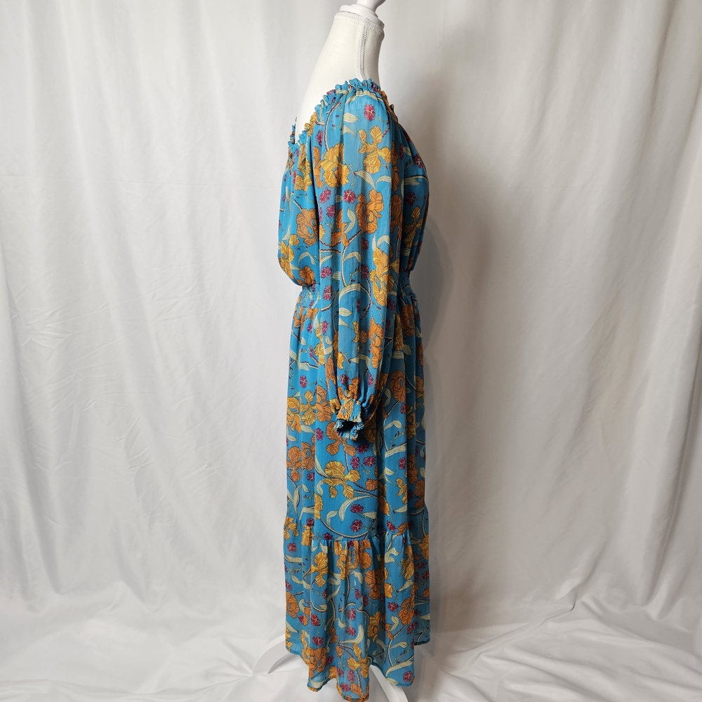 Sofia by Sofia Vergara Teal Floral Long Sleeve Dress photo 2