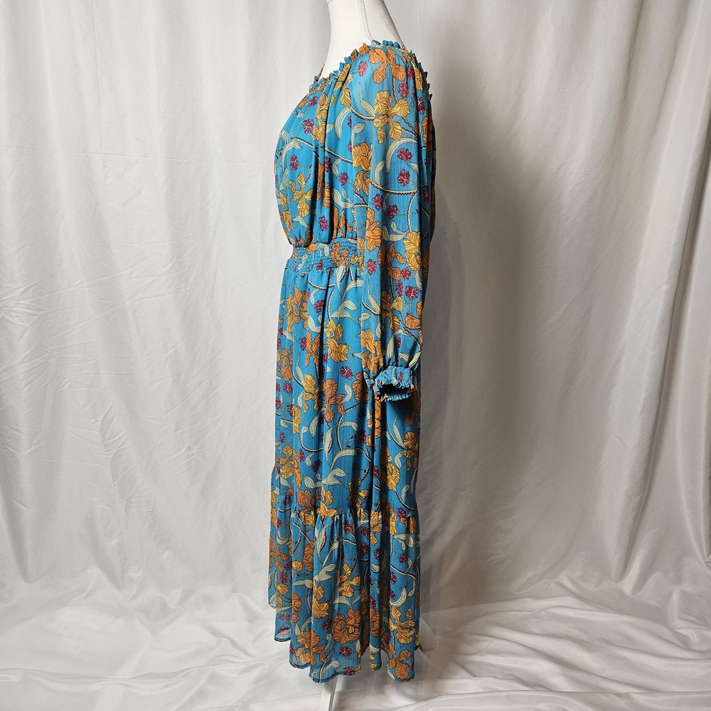 Sofia by Sofia Vergara Teal Floral Long Sleeve Dress photo 4