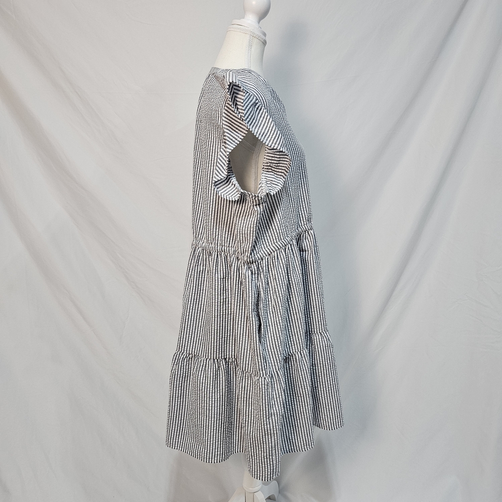 NWT Time and Tru Grey Striped Dress with Pockets Size XL photo 4