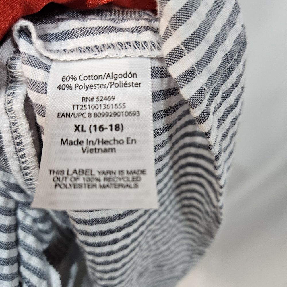 NWT Time and Tru Grey Striped Dress with Pockets Size XL photo 7