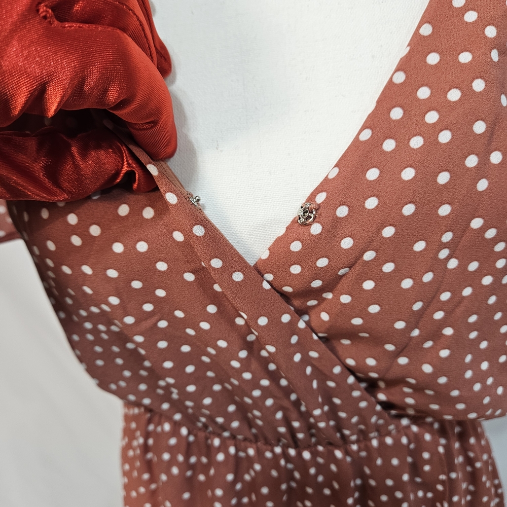 Sienna Sky Rust Polka Dot Midi Dress photo 7