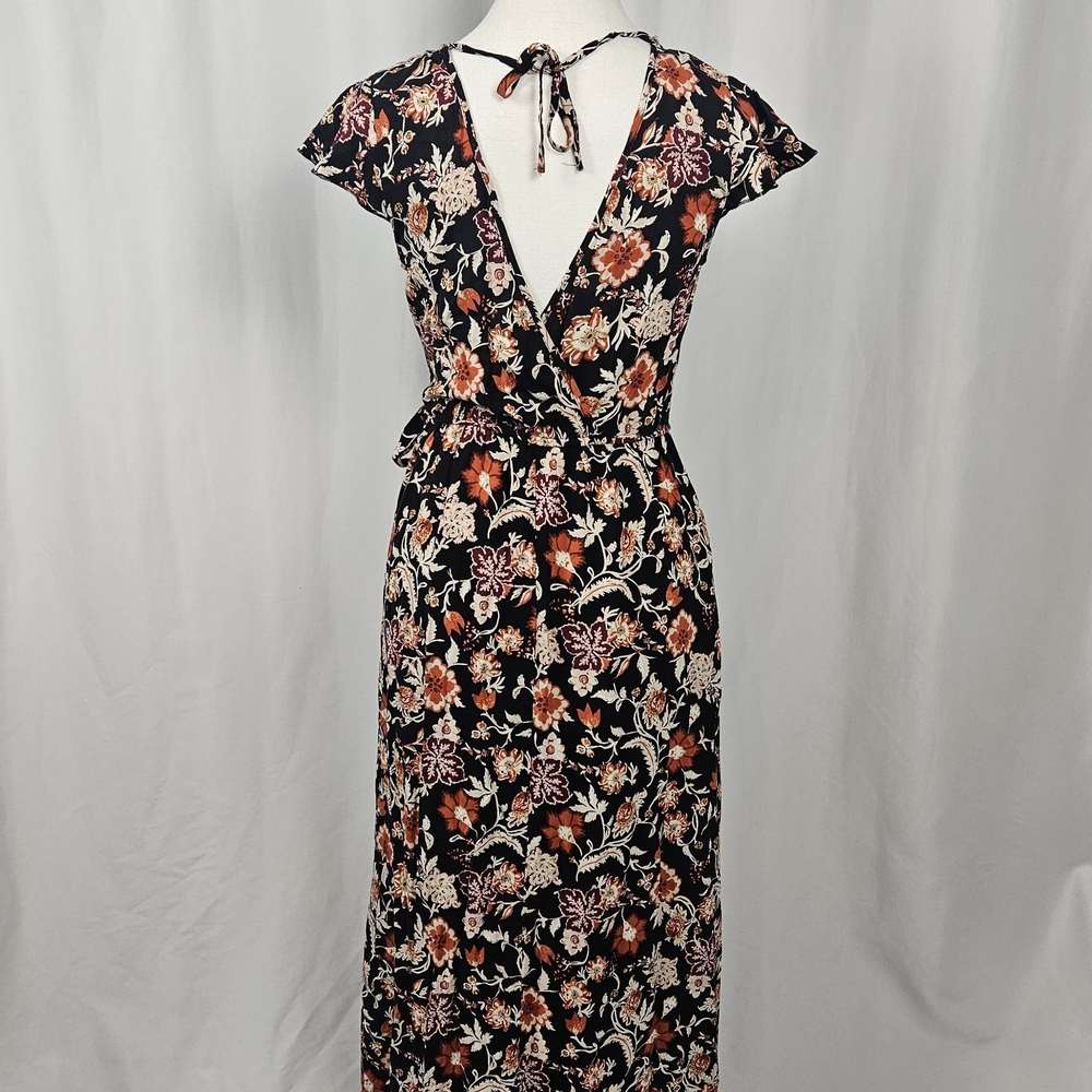 Band of Gypsies Black and Red Floral Midi Dress photo 6