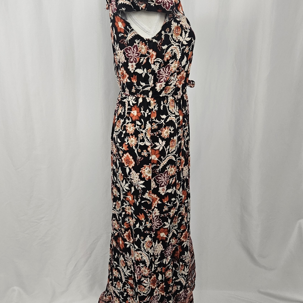 Band of Gypsies Black and Red Floral Midi Dress photo 8