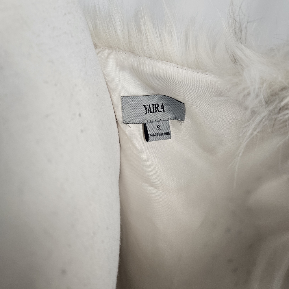 Yaira Cream and Gray Faux Fur Vest Size S photo 7