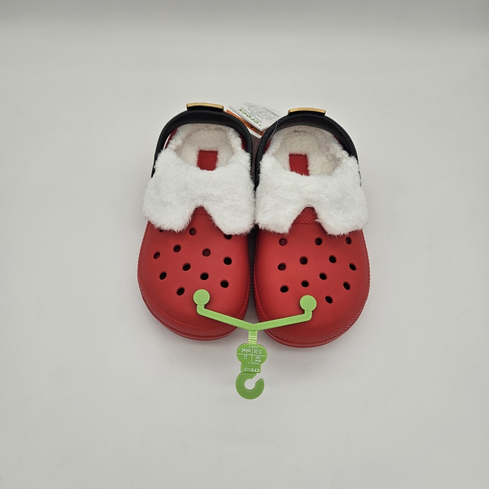 Crocs Women's Santa Red and Black Fuzzy Clogs Size 7 photo 2