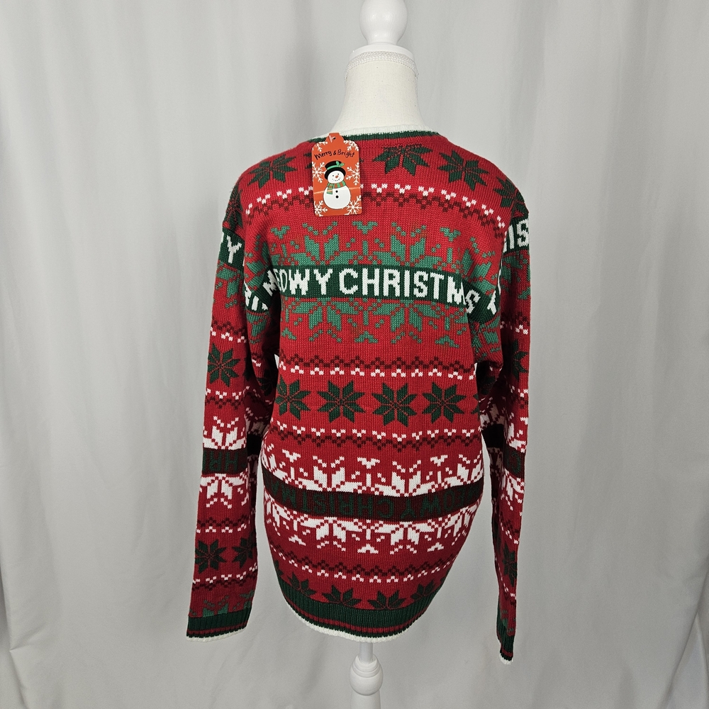 NWT Festive Holiday Red Cat Sweater Size Medium photo 4