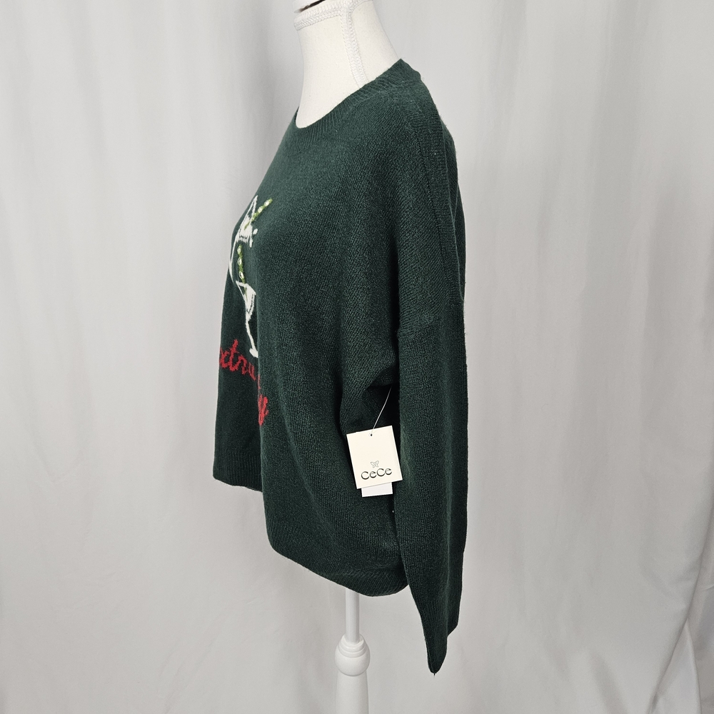 CeCe Green Sweater with Martini Design Extra Dirty Size Large photo 2