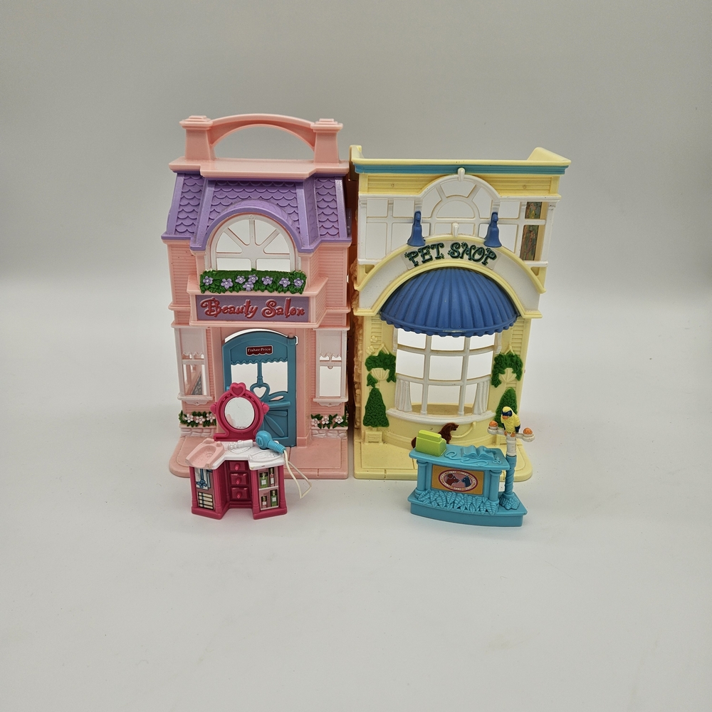 Vintage Fisher Price Loving Family Sweet Shop Beauty Salon and Pet Shop