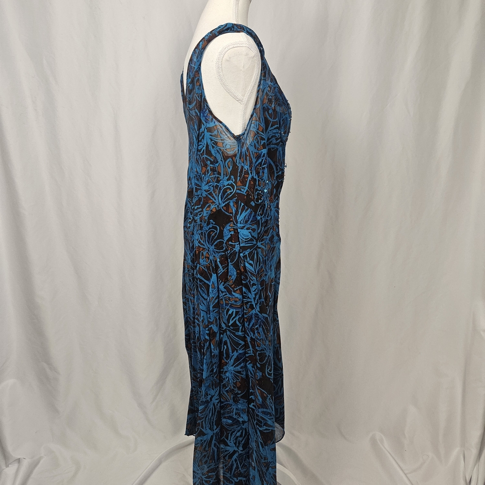 Robbie Bee Vintage 18W Beaded Whimsigoth Ruffle Midi Blue Dress with Shawl photo 6