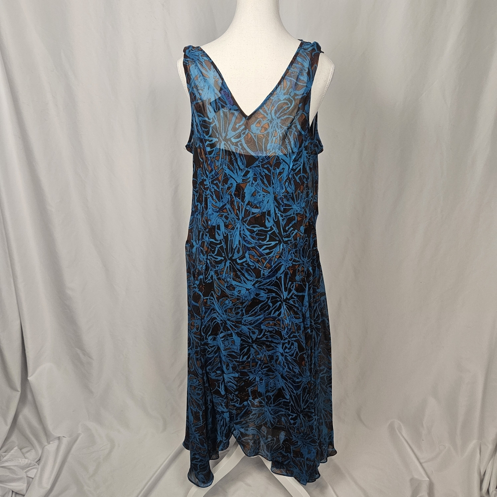 Robbie Bee Vintage 18W Beaded Whimsigoth Ruffle Midi Blue Dress with Shawl photo 7