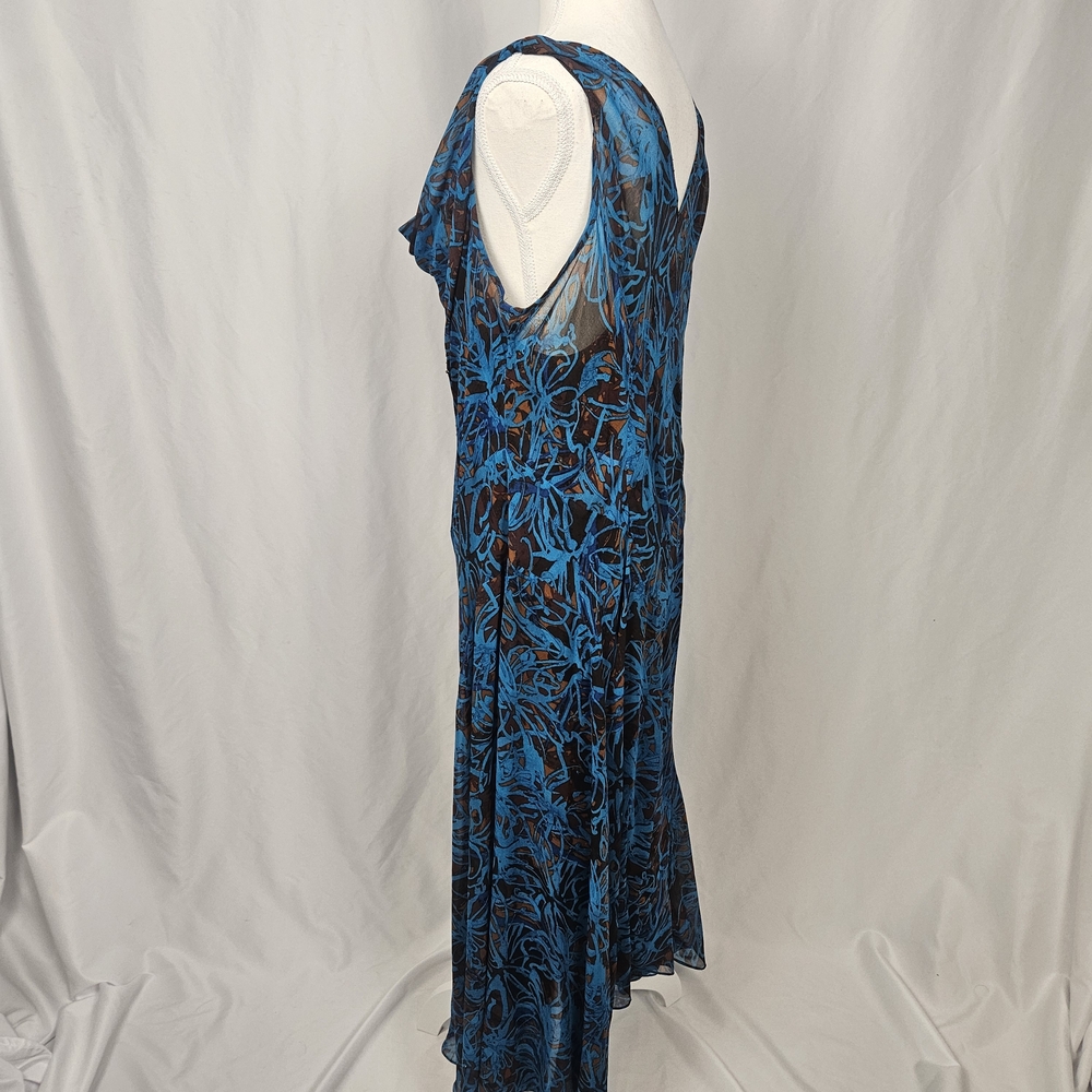 Robbie Bee Vintage 18W Beaded Whimsigoth Ruffle Midi Blue Dress with Shawl photo 8