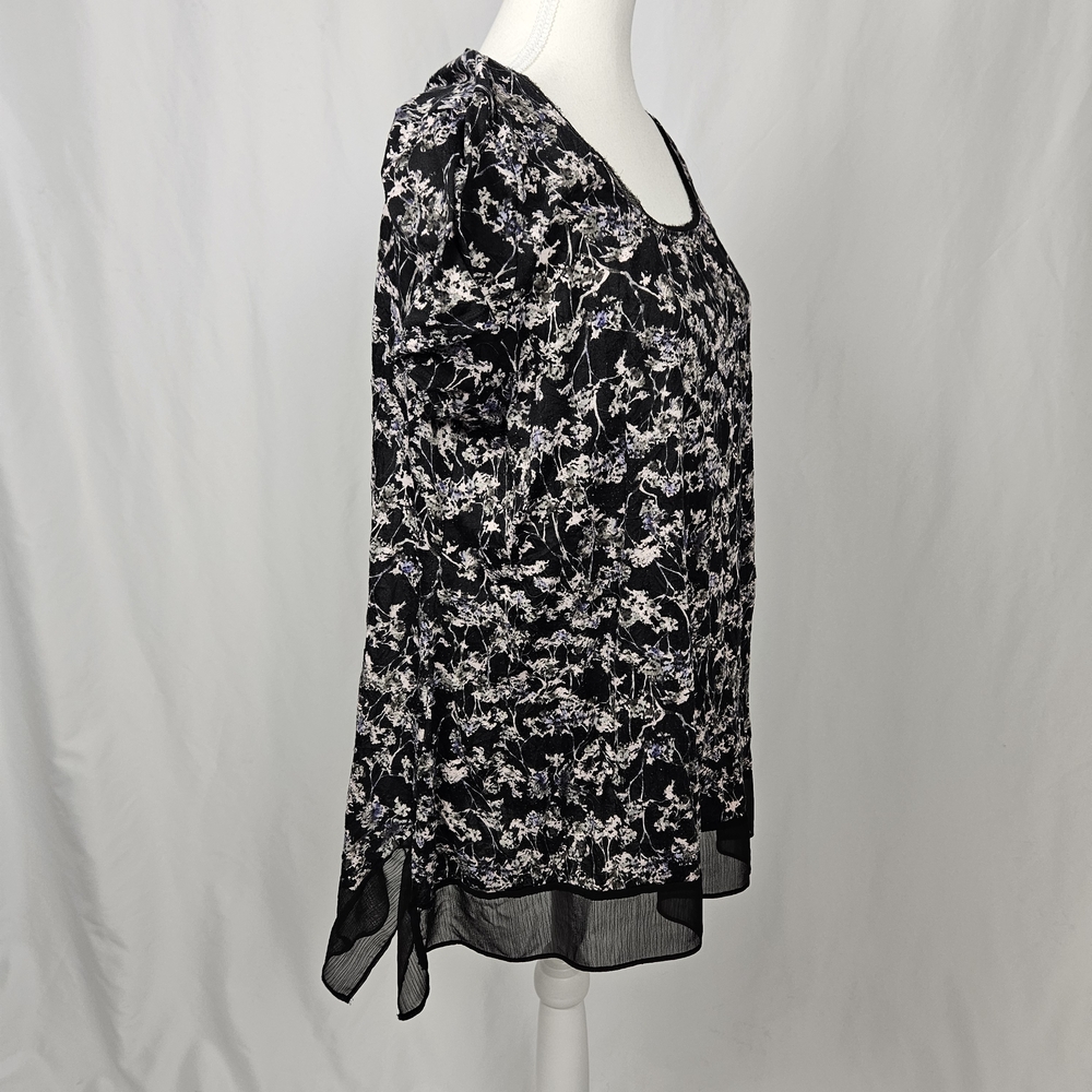 Simply Vera Vera Wang Black Floral Blouse Size XL photo 2