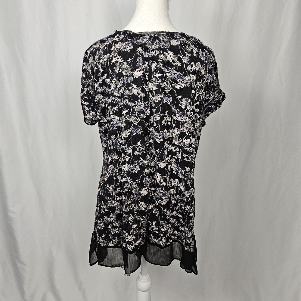 Simply Vera Vera Wang Black Floral Blouse Size XL photo 4