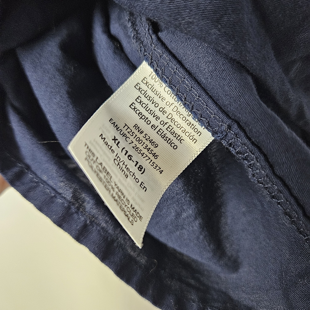 Time and Tru Navy Eyelet Ruffle Blouse Size XL photo 5